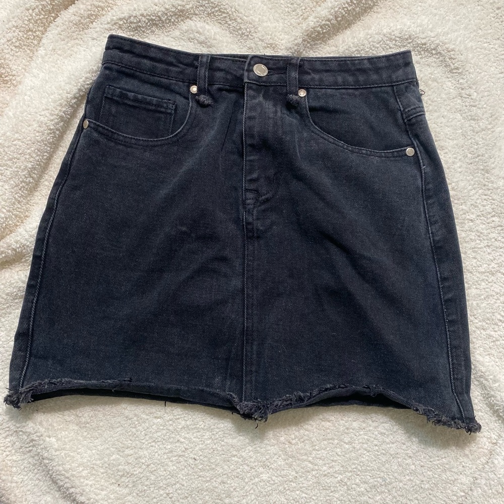 Black Jean Mini Skirt